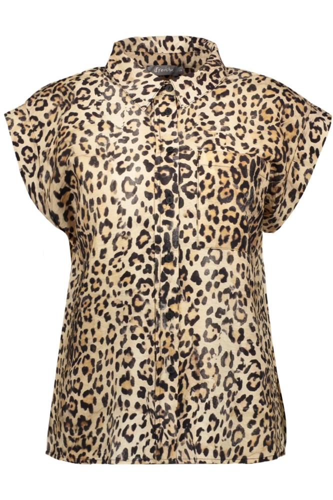 BLOUSE MET LUIPAARD PATROON 53285 20 Sand/Black